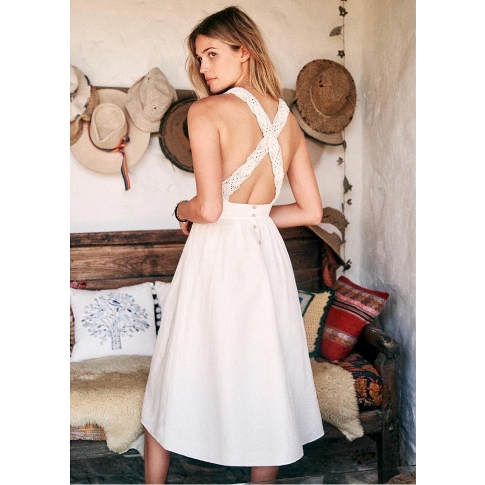 Sezane White Midi Dress
